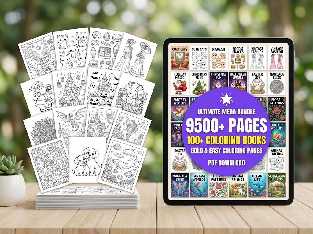 9500+ Mega Coloring Book Bundle: #1 Best PDF Set (Printable)