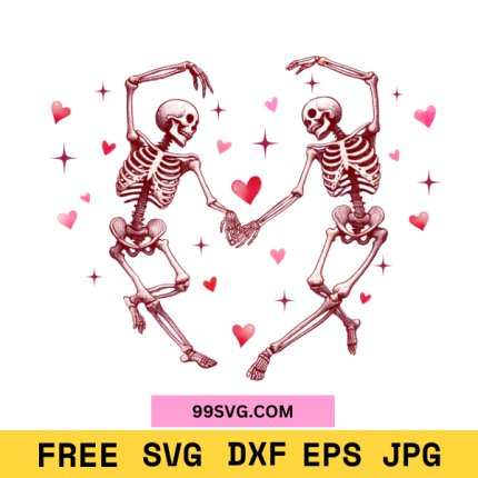 Valentine's Day PNG Skeleton Heart Free SVG for Cricut