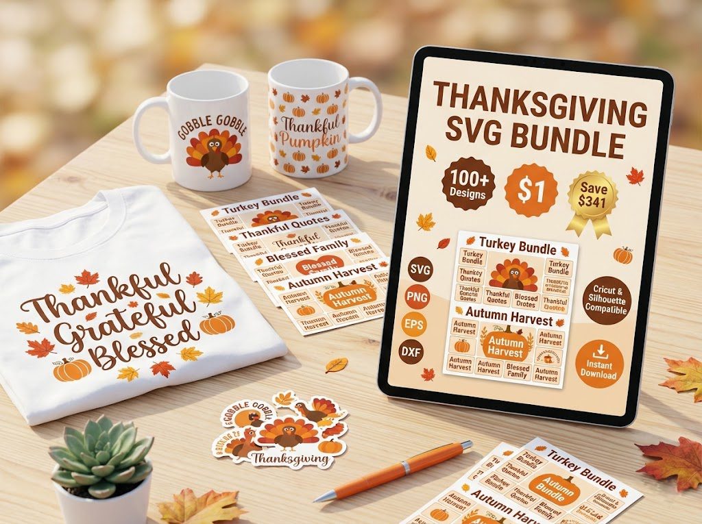100+ Thanksgiving SVG Bundle for Cricut.