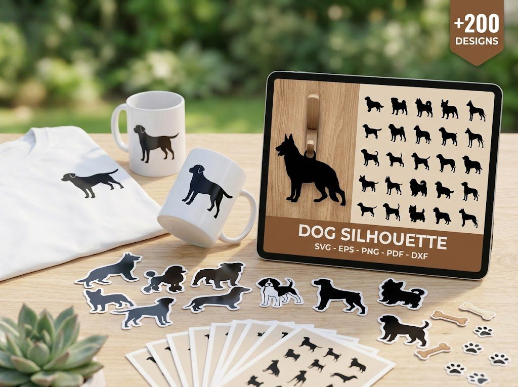 200+ Dog Silhouette SVG Bundle for leash holders