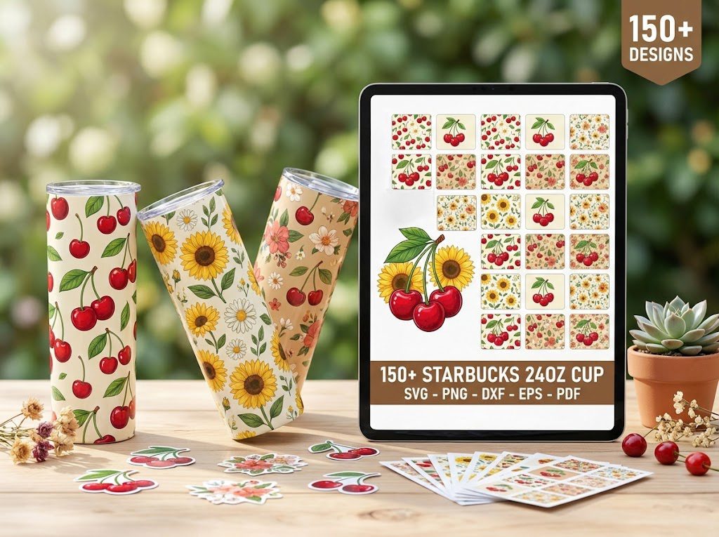 150+ Starbucks 24oz Cup Wrap SVG for Cricut