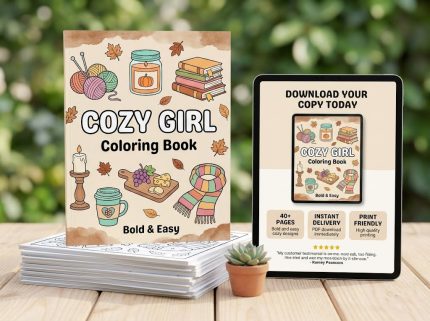 Cozy Girl - Coloring Book 40 pages.