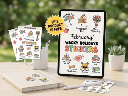 Free February Wacky Holidays Stickers printable.