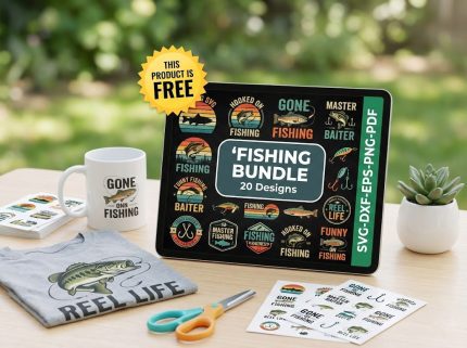 Free Fishing SVG Bundle 20 designs.
