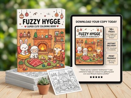 Fuzzy Hygge - Super Cute Coloring Book cozy animals.