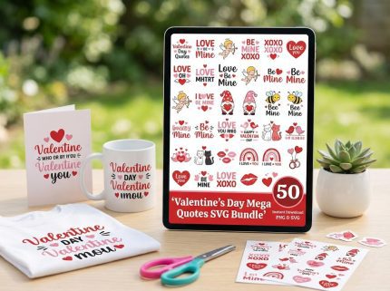 Valentine’s Day Mega Quotes SVG Bundle for Cricut
