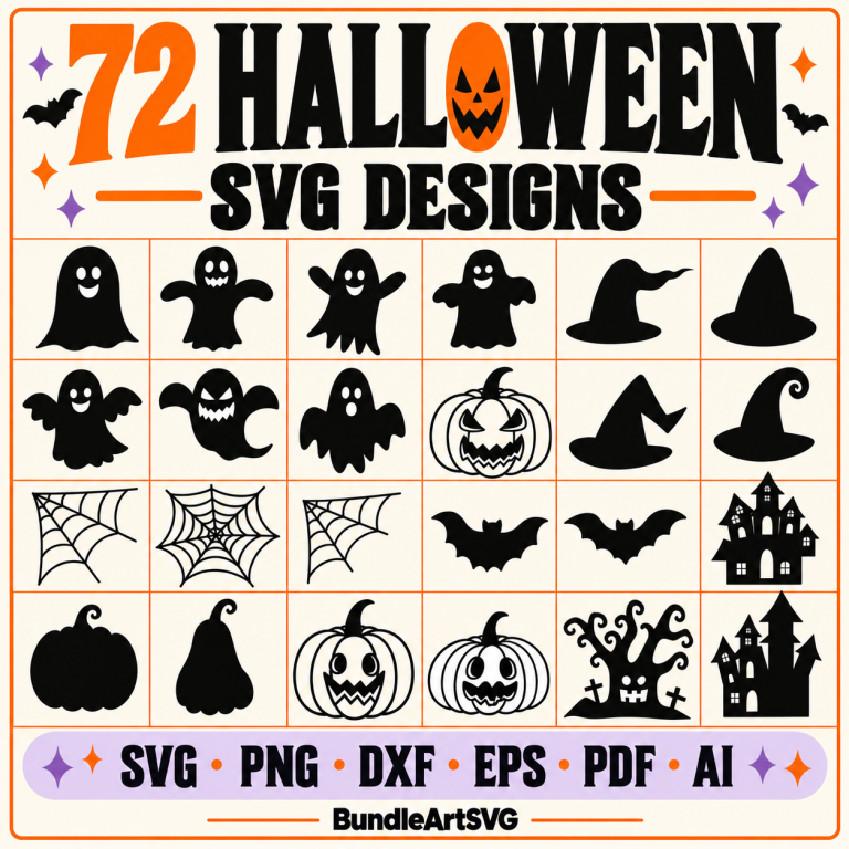 72 Halloween SVG Designs — included design samples